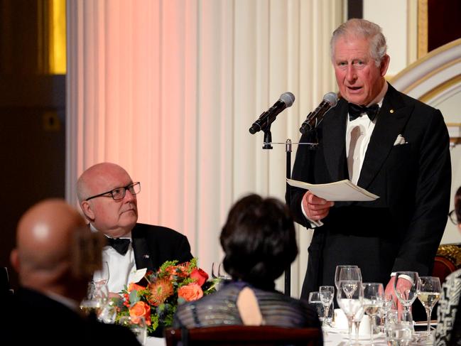 Prince Charles makes a speech at a dinner for the Australian bushfire relief and recovery effort at Mansion House in London on March 12. Picture: Getty