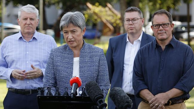 Penny Wong takes charge of Labor’s campaign in Darwin as Marles returns to duties in his home state of Victoria. Picture: Tim Hunter