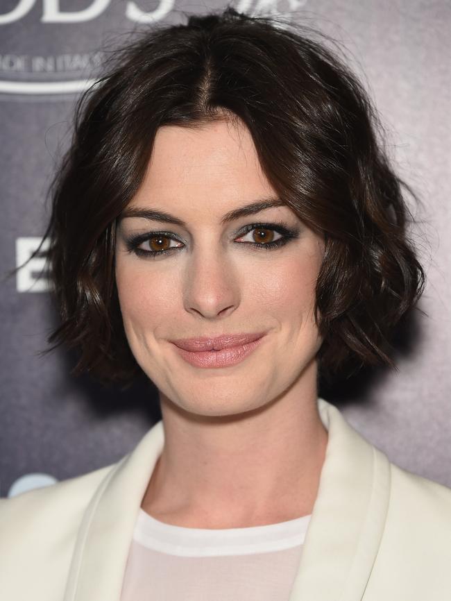 Anne Hathaway as a brunette. Picture: Getty