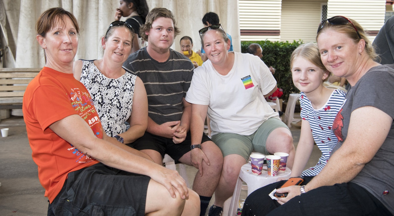 ( From left ) Marnie Hogan, Sandy Perina, Jack Hall, Erin McNamara, Emily Ellis and Cassie Ellis. Pure Land Learning College Christmas party. Picture: Nev Madsen. Saturday 14th Dec, 2019