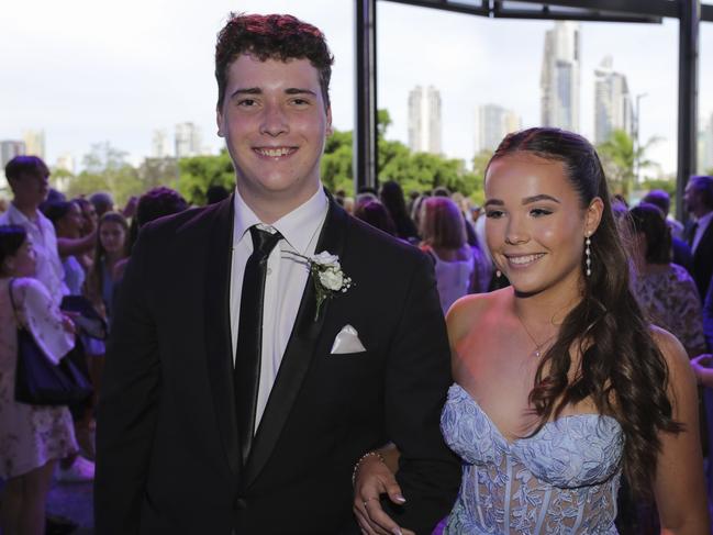 Christian Lee and Zara Miller at the Coomera Anglican College Formal at HOTA. Picture: Marcelo Lang.