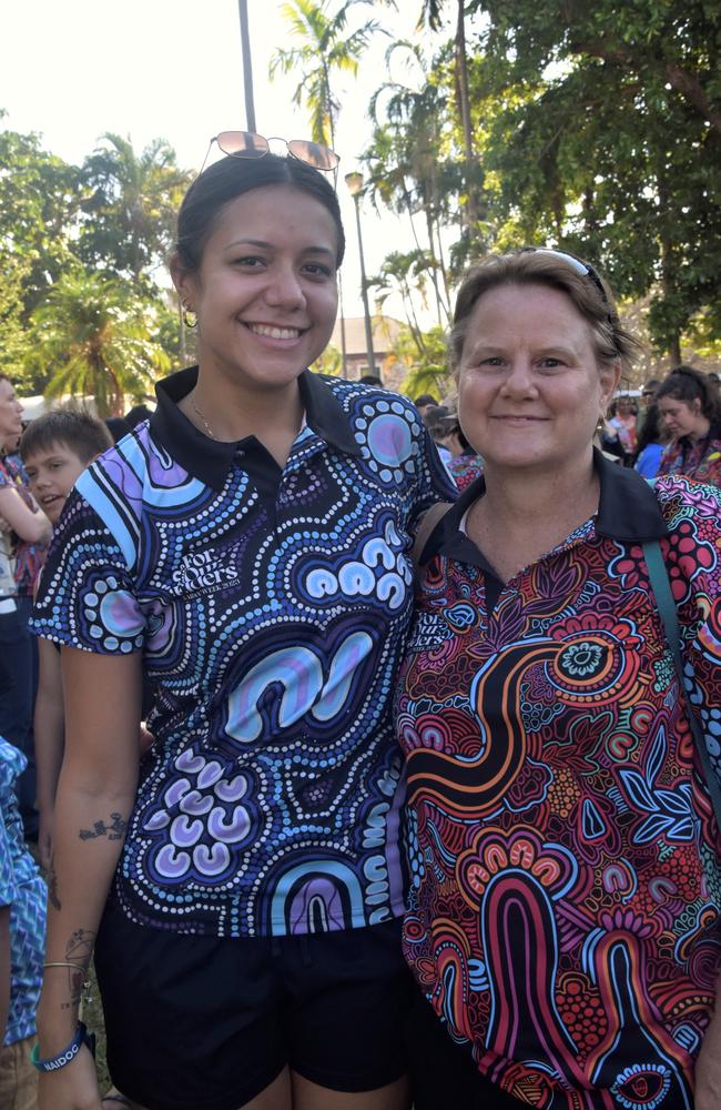 Skye and Kelly King were among thousands of Territorians who took part in the 2023 NAIDOC march in Darwin, which saw the highest number of marchers the Territory has seen. Picture: Sierra Haigh