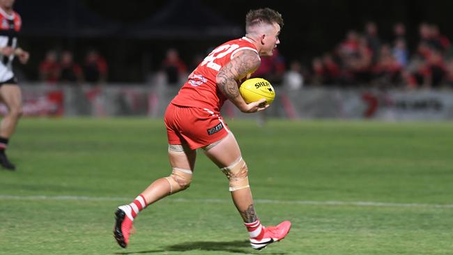 Yeppoon captain Matthew Wallin in action in the AFL Capricornia grand final against BITS Saints. Photo: Jann Houley