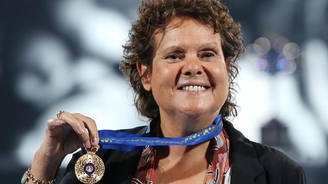 Evonne Goolagong Cawley with her Companion of the Order of Australia medal at the Australian Open this year. Picture: Michael Klein