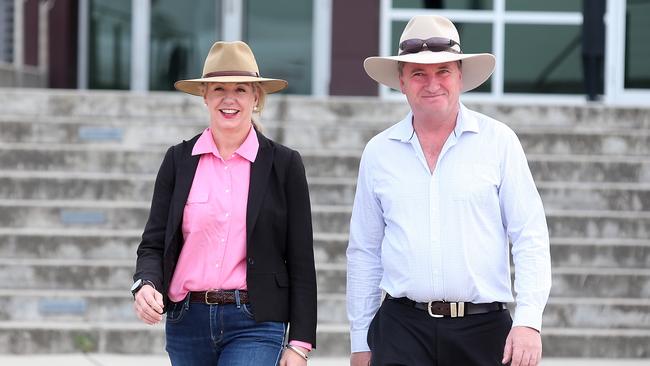 Deputy Nationals Leader Senator Bridget McKenzie and Deputy PM Barnaby Joyce leaving Canberra. Picture: Kym Smith