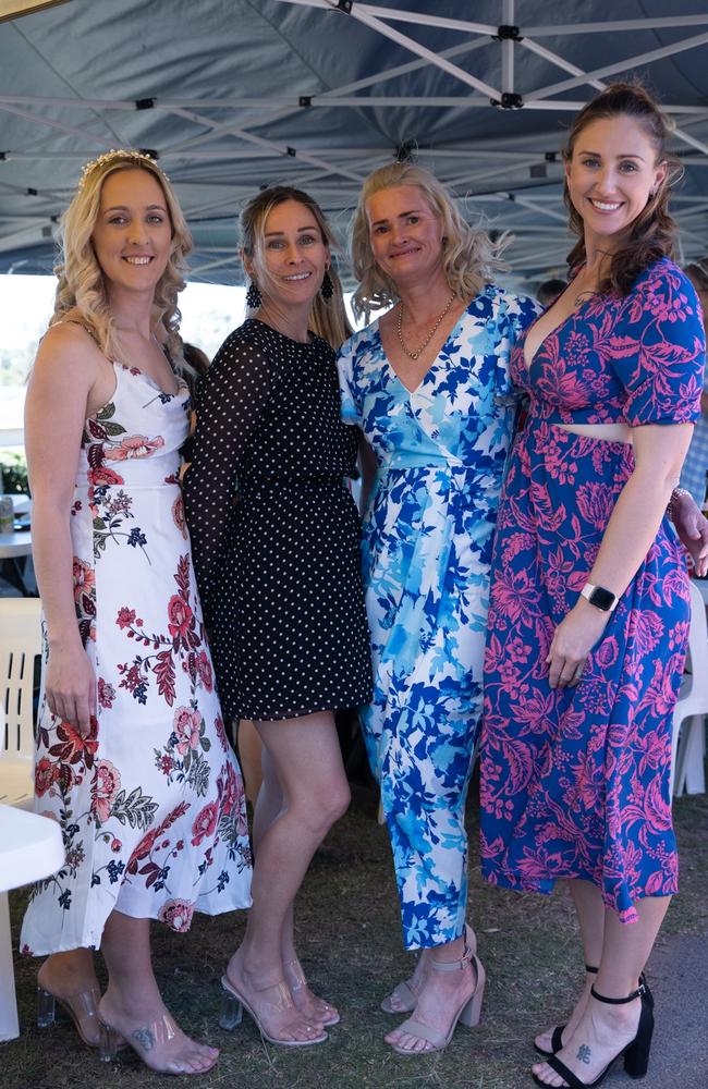 Tee Dotta, Jen Atthow, Jodie Benyon, Michelle Manassero at the Gympie Muster Races. Saturday, August 19,. 2023. Picture: Christine Schindler