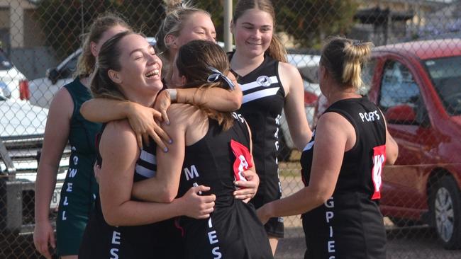 Ports celebrates its first win since 2017. Picture: Ports Football-Netball Club