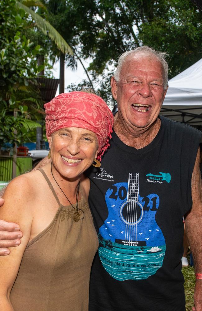 Caroline Trengove from Sunshine Coast and Bony Jack from Rossville at Wintermoon Festival at Mount Charlton.Picture: Michaela Harlow