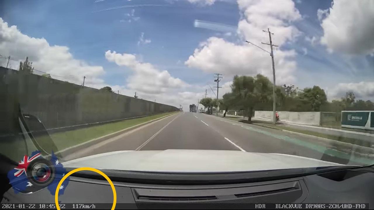 The incident was captured on dashcam footage and circulated on social media, prompting calls for accountability. Picture: Dash Cam Footage QLD