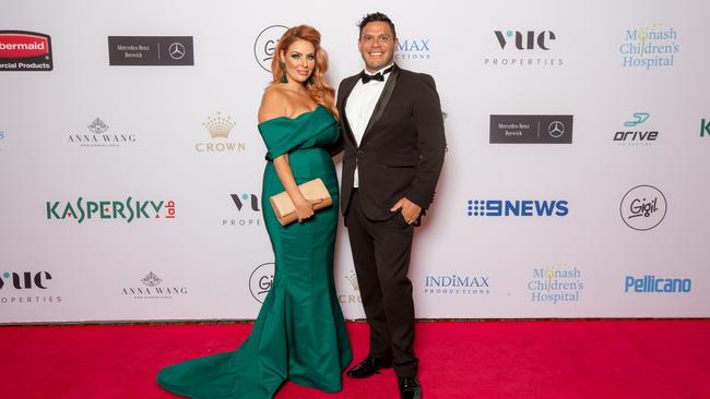 Sarah Roza and Telverne Williams attend the Dandelion Wishes Gala, supporting the Monash Children's Hospital, at Crown on Saturday, February 24, 2018. Picture: Anita Milas/Olav Dias.