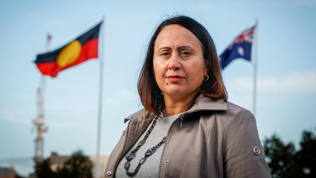 SA WEEKEND April Lawrie, Commissioner for Aboriginal Children and Young people in Victoria Square on August 6, 2020. Picture Matt Turner.