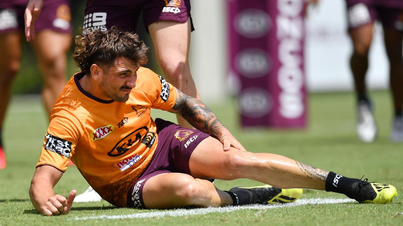 Jack Bird after hurting his knee at training on Wednesday.