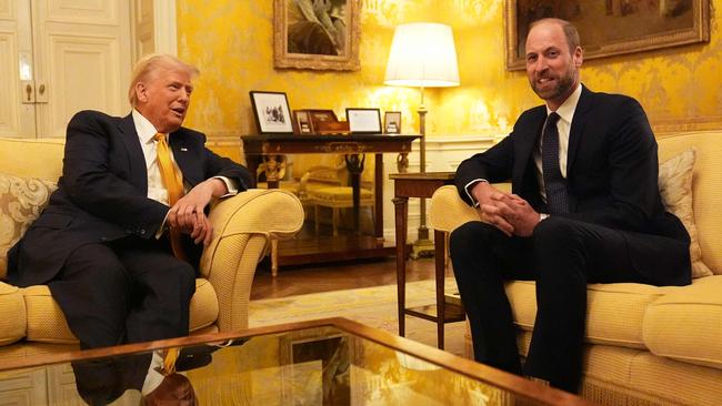 US President-elect Donald Trump sits down with Prince William in the Salon Jaune room. Picture: AFP