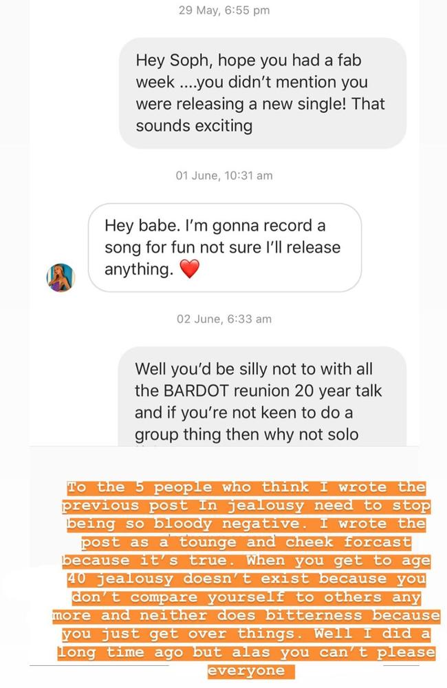 Tiff today shared this DM exchange with Sophie from May 29.