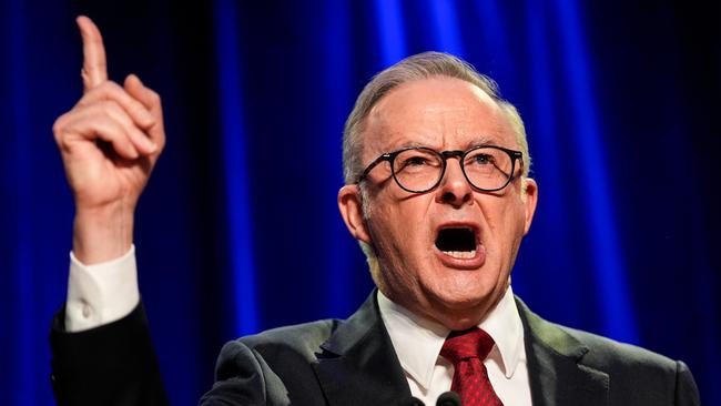 Prime Minister Anthony Albanese delivers his victory speech on election night. Picture: Getty Images