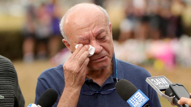 Saeed Maasarwe, Aiia’s father, speaks at the scene of her murder. Picture: Stuart McEvoy/The Australian