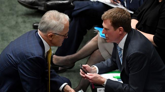 Malcolm Turnbull and Christian Porter on August 22. Picture: AAP