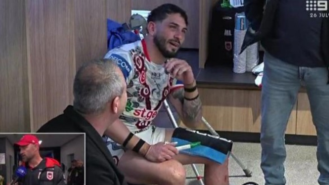 Bird was seen icing the ankle in the sheds. Photo: Fox Sports