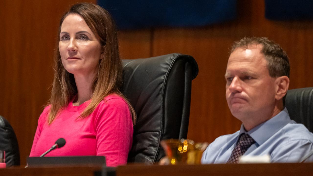 Cairns Regional Council Mayor Amy Eden and former interim CEO John Andrejic during the ordinary Council meeting on June 5th. Mr Andrejic has since departed the council.