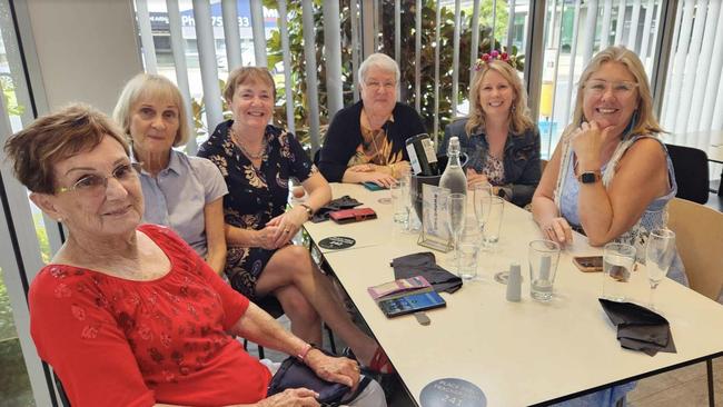 Beryl Madsen (left) with the 'cinema girls' from their last Christmas lunch.