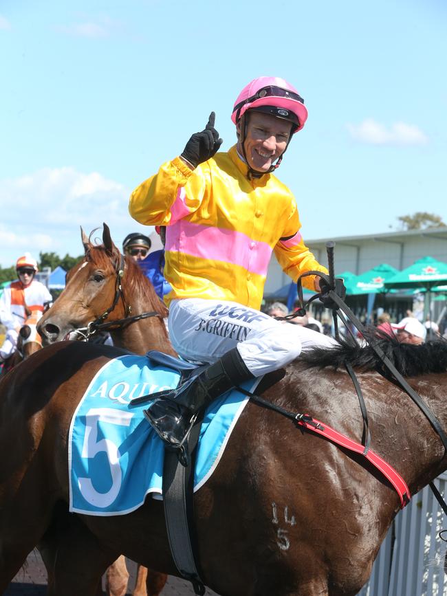 Gold Coast Racing. Race 2 winner Saute. Jockey is Dan Griffin. Trainer is Danny Bougoure