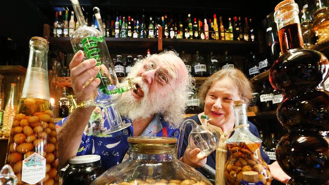 Michael and Alla Ward, founders of the beloved Tamborine Mountain Distillery, have sold it after 25 years. The couple in the Apothecary toasting the sale. Picture: Glenn Hampson