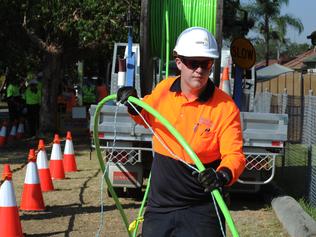 The NBN Co construction team rollout fibre in Penrith. Many suburbs in the Penrith region will be amongst the first in Australia to gain access to high-speed, reliable and affordable broadband through the NBN / Generic / Technology / Broadband / Communications / Infrastructure / Internet / High Speed Data / Online / Business / Western Sydney.