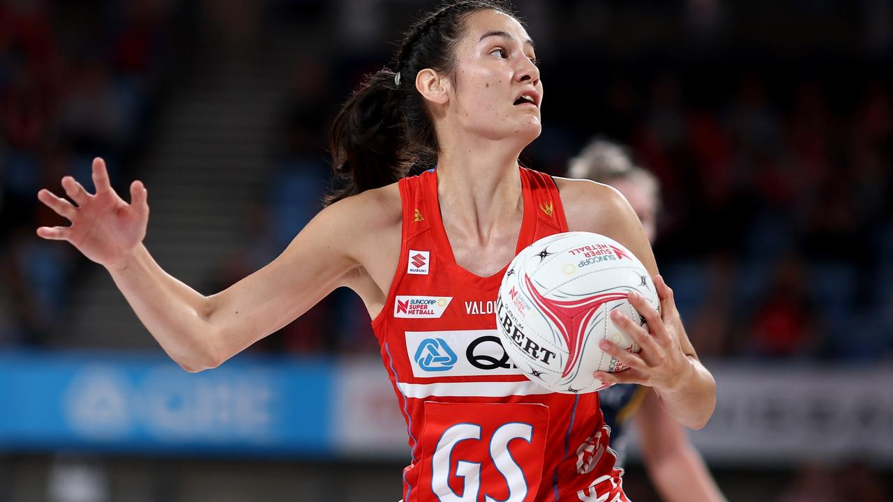 Rookie Sophie Fawns in action for the Swifts after coming into the squad as a temporary replacement player for Sam Wallace. Photo: Getty Images