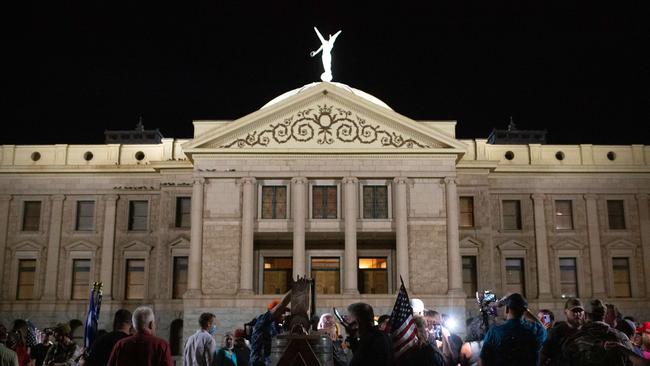 Trump supporters gather to protest the election results at the Arizona State Capitol in Phoenix. Picture: AFP.