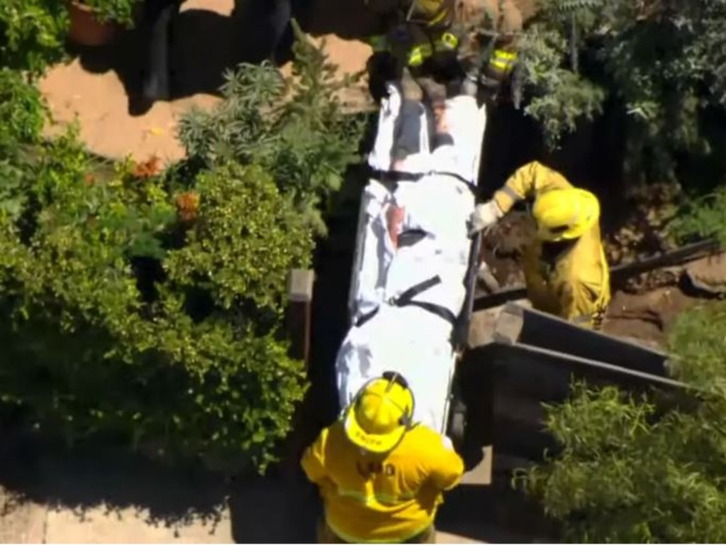 Heche is rescued by first responders. Picture: Fox 11