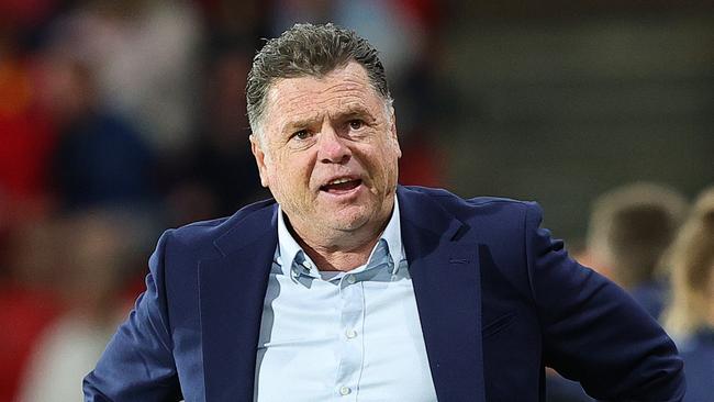 ADELAIDE, AUSTRALIA - FEBRUARY 15: Carl Veart United coach during the round 19 A-League Men match between Adelaide United and Newcastle Jets at Coopers Stadium, on February 15, 2025, in Adelaide, Australia. (Photo by Sarah Reed/Getty Images)