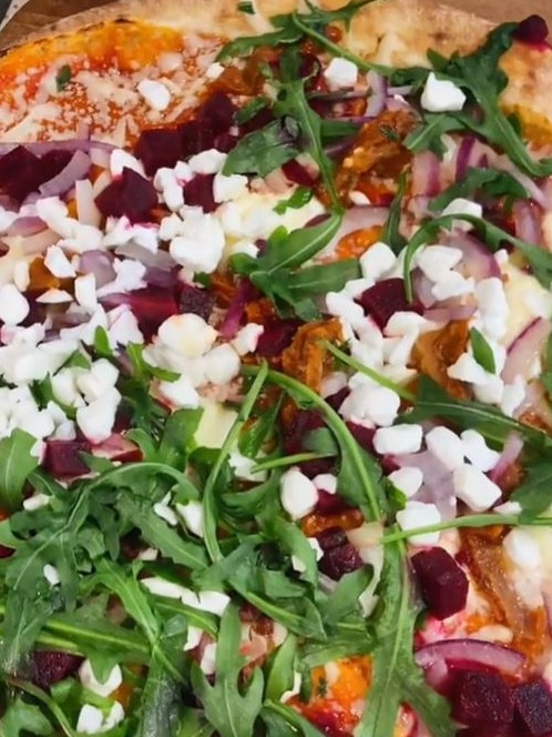 Many disagreed with the ranking of the beetroot and goat’s cheese pizza. Picture: TikTok/@emilyclairwebster