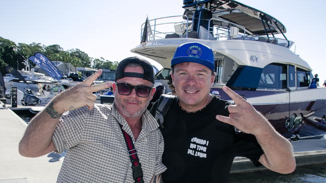 Daniel Hayes and Peter Vander at the Sanctuary Cove Boat Show. Picture: Glenn Campbell