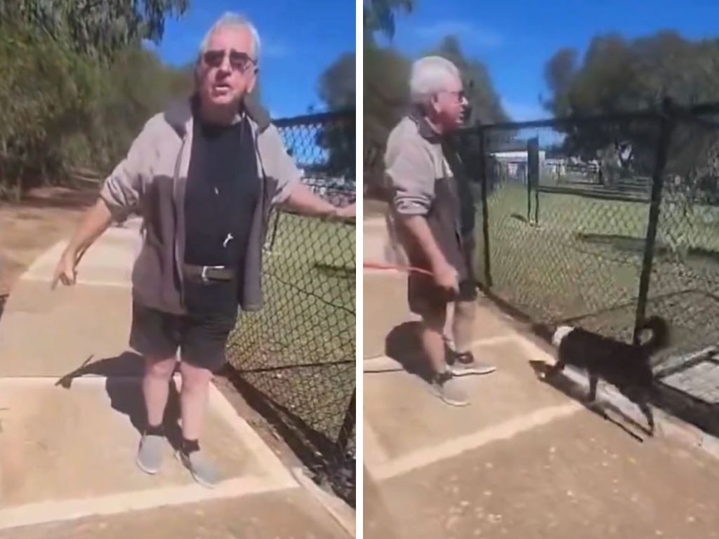 A woman has filmed a fiery confrontation with the owner of an unleashed dog outside a dog park. Picture: TikTok