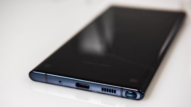 The latest Samsung Galaxy Note smartphones, the 10 and 10+, will not feature a headphone jack for the first time. Picture: Jennifer Dudley-Nicholson