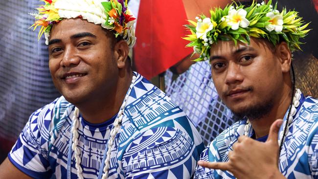 Attendees from Tuvalu pose for a photo during the COP27 climate conference in Egypt. Picture: Joseph Eid