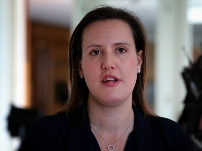 Minister for Revenue and Financial Services Kelly O'Dwyer speaks to media after attending a Red Nose launch at Parliament House.