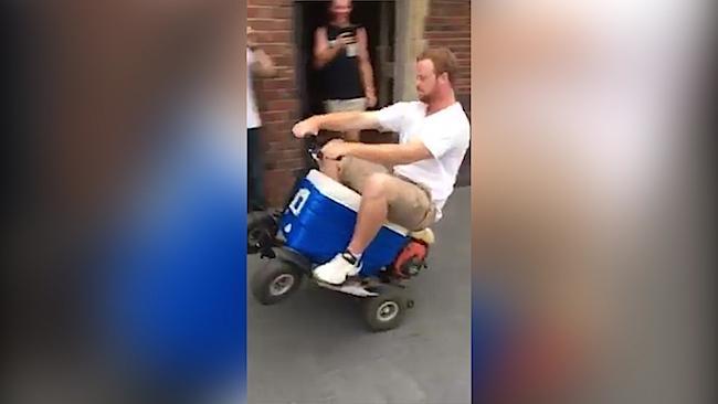 Man on a motorised esky at Sydney's Camden Hotel