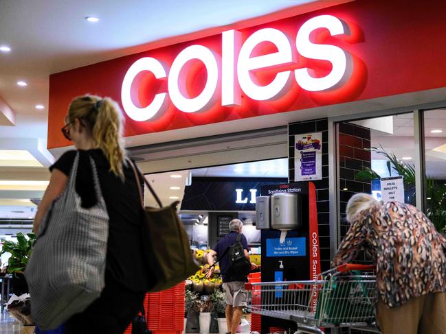 SYDNEY, AUSTRALIA - NewsWire Photos April 19, 2021: Signage outside a Coles supermarket, Sydney. Picture: NCA NewsWire / James Gourley