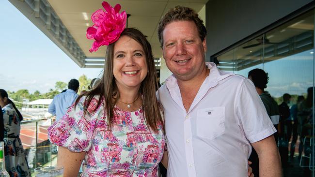 Dylan Fraser and Kirsten Porteous at the 2024 Darwin Guineas kicking off the Darwin Cup Carnival. Picture: Pema Tamang Pakhrin