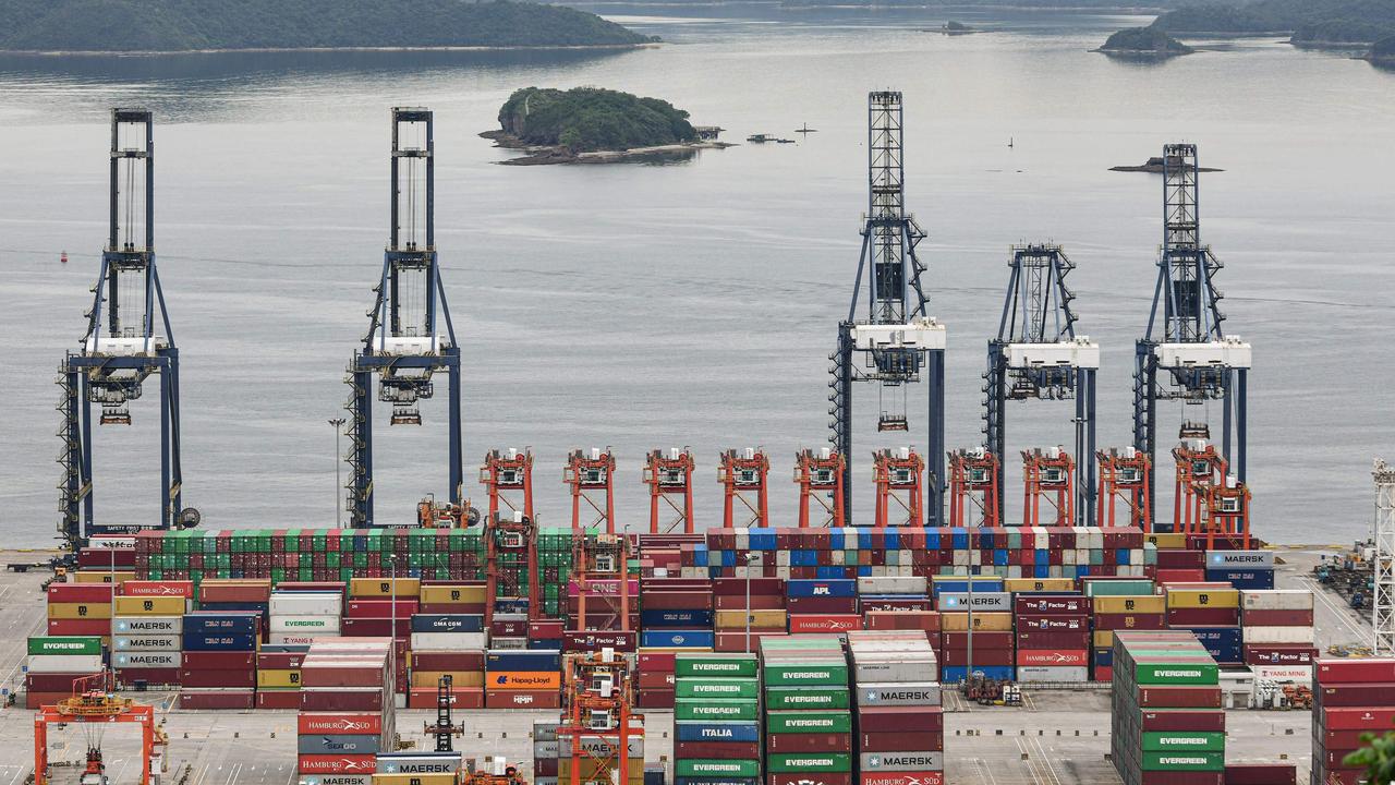 Cargo containers stacked at Yantian port in Shenzhen. China’s economy has been coming under pressure. Picture: AFP