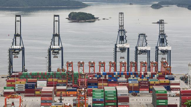 Cargo containers stacked at Yantian port in Shenzhen. China’s economy has been coming under pressure. Picture: AFP