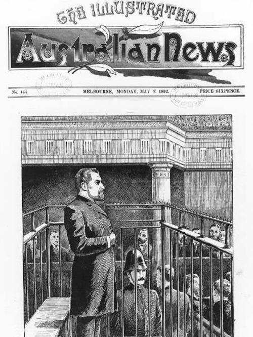 Front page of the Australian News showing Deeming in the dock in Melbourne. Picture: Supplied.