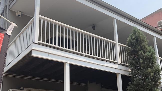 The balcony at George St where Makdessi was seen defecating in October 2019.