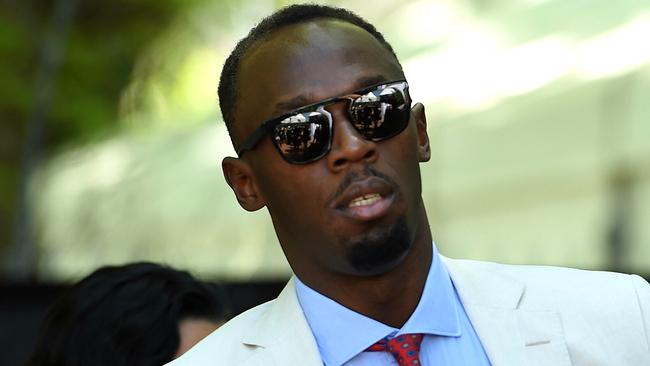 Usain Bolt at Oaks Day at Flemington on Thursday.