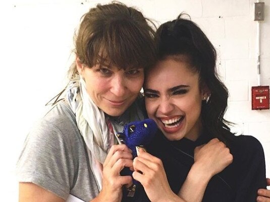 Former Heatley High student Elissa Down (left) with Feel the Beat star Sofia Carson. Photo: Instagram