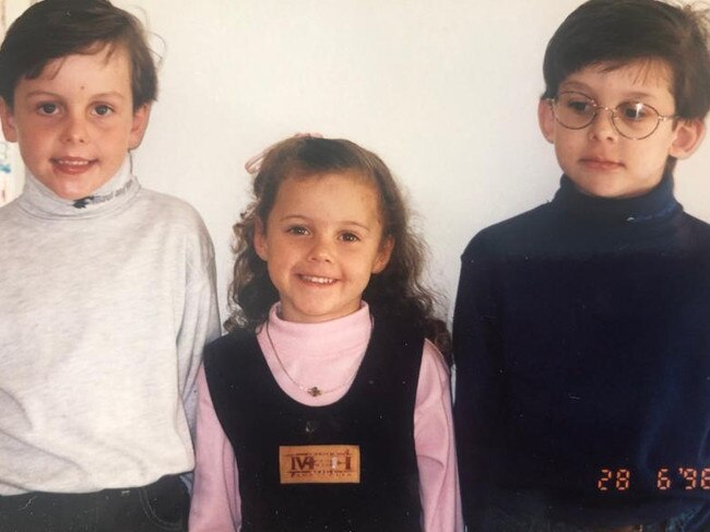 Hayley Raso as a three-year-old with older brothers Lachlan (left) and Jordan (right).