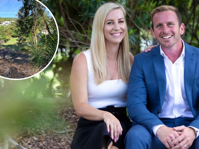 Sunshine Coast real estate agent Kelly Rowling (pictured with husband Dan Rowling) is suing her former business partners after a proposed unit development at Palmwoods failed.