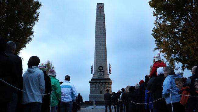 Crowds at the dawn service at the Hobart Cenotaph. Picture: NIKKI DAVIS-JONES