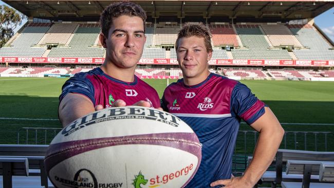 New Reds duo Josh Nasser and Tom Kibble at Ballymore. (Brendan Hertel)